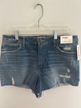 NWT- Wrangler Distressed Blue Denim High Raise Cutoff Shorts 12/31